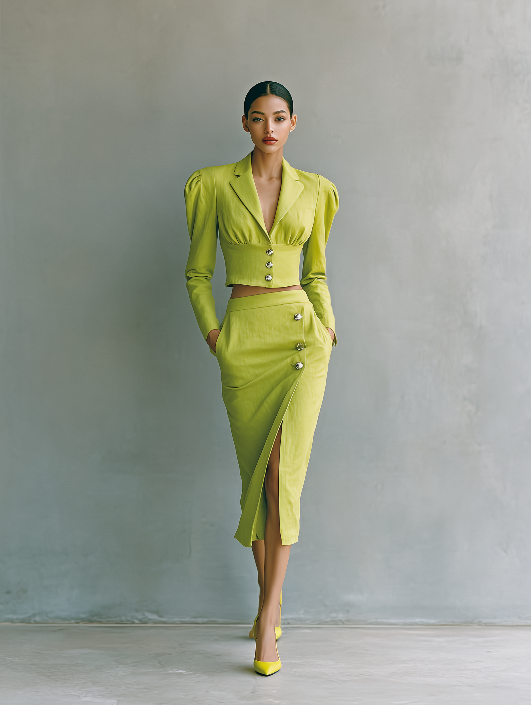 Women's Button Blazer And Skirt Set MDA2418G4T