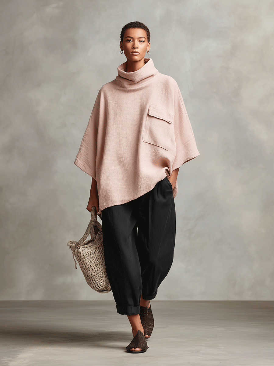 Women's Pink Bohemian Tie Pocket Straight-Leg Two-Piece Suit MDA0414I7I