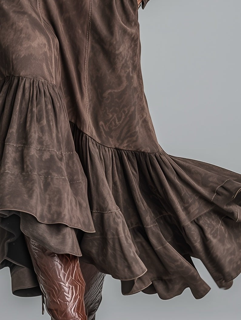 Women's Suede Casual Retro Fashion Two-Piece Set MDA0416K6AN