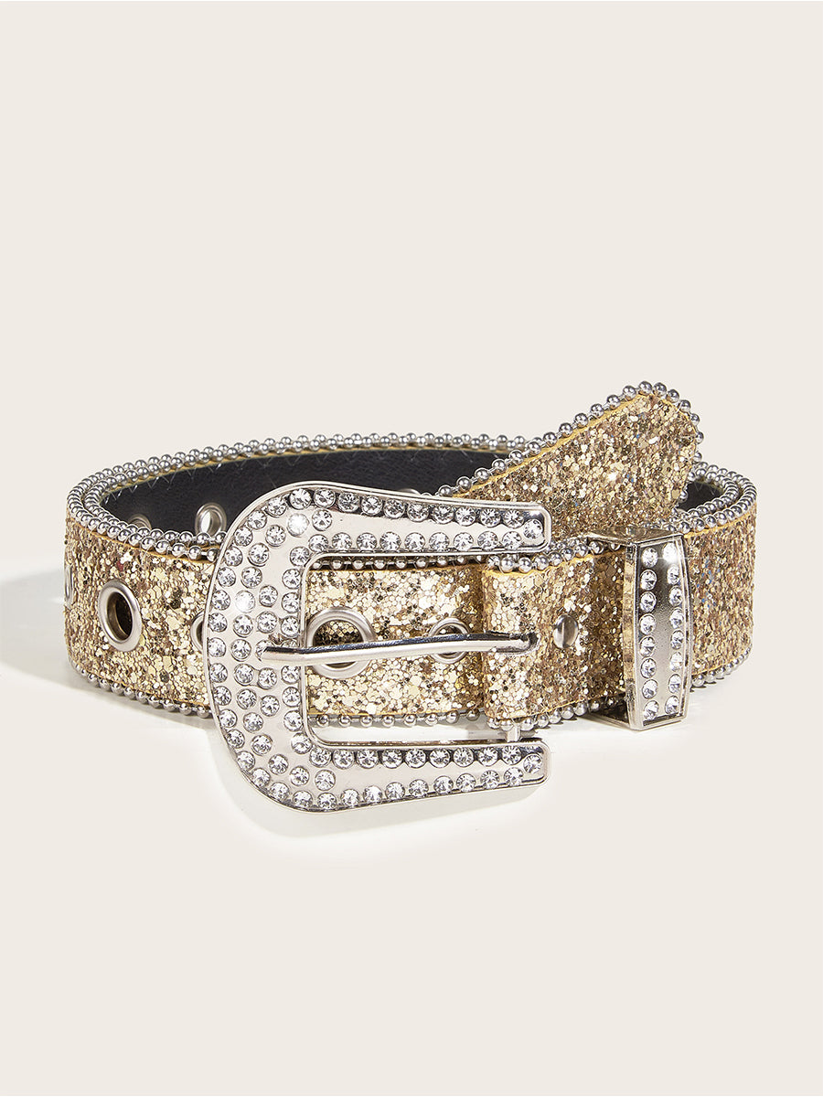 Women's Glamorous Rhinestone - Embellished Buckle Belt MDA1645H3I