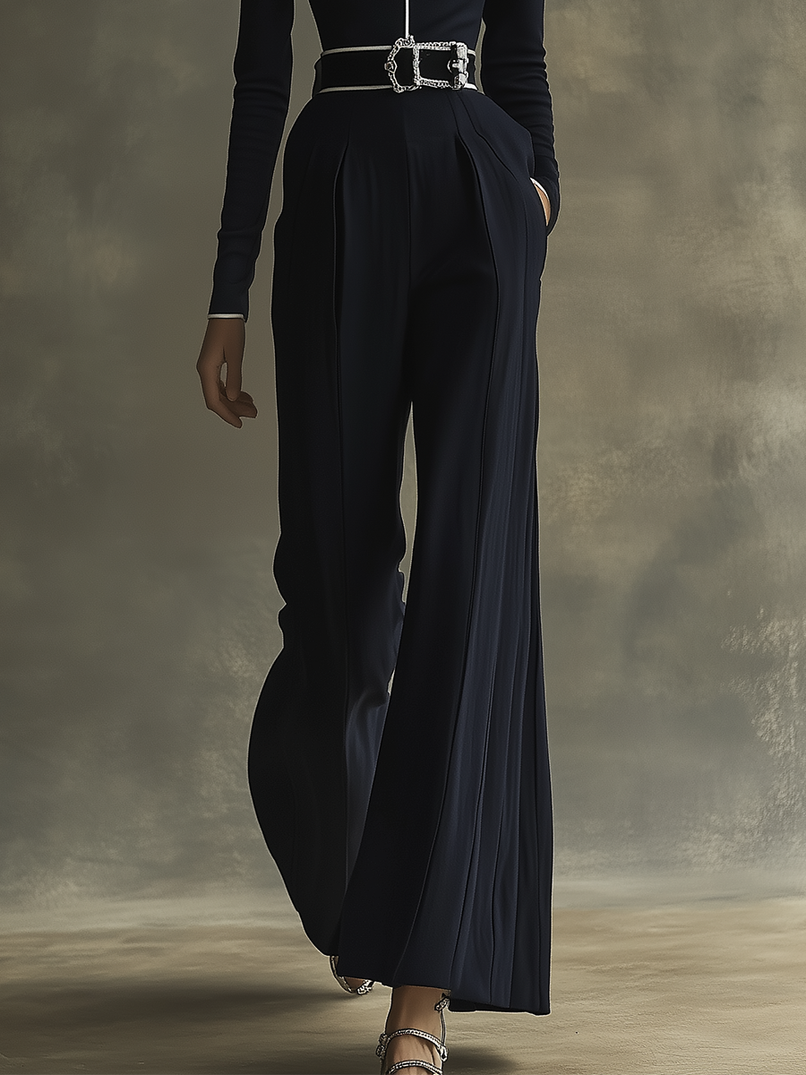 Women's High-Neck Belted Wide-Leg Set  (Without belt) MDA2250G2T
