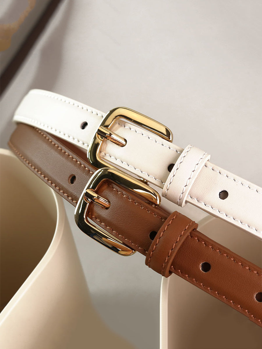 Women's Classic Chic Leather Square - Buckle Belt MDA0869H2I