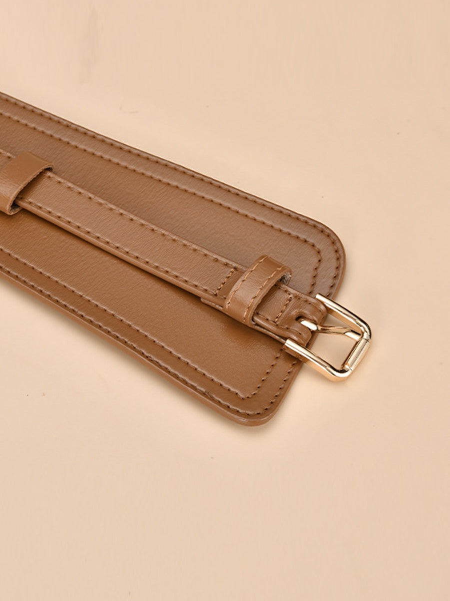 Women's Fashionable Imitation Leather Harness Wide Belt MDA0168H9Y