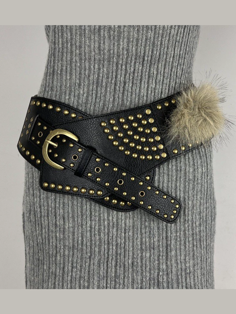 Women's Fur Belt Retro Versatile Faux Leather Belt MDA0480H9T
