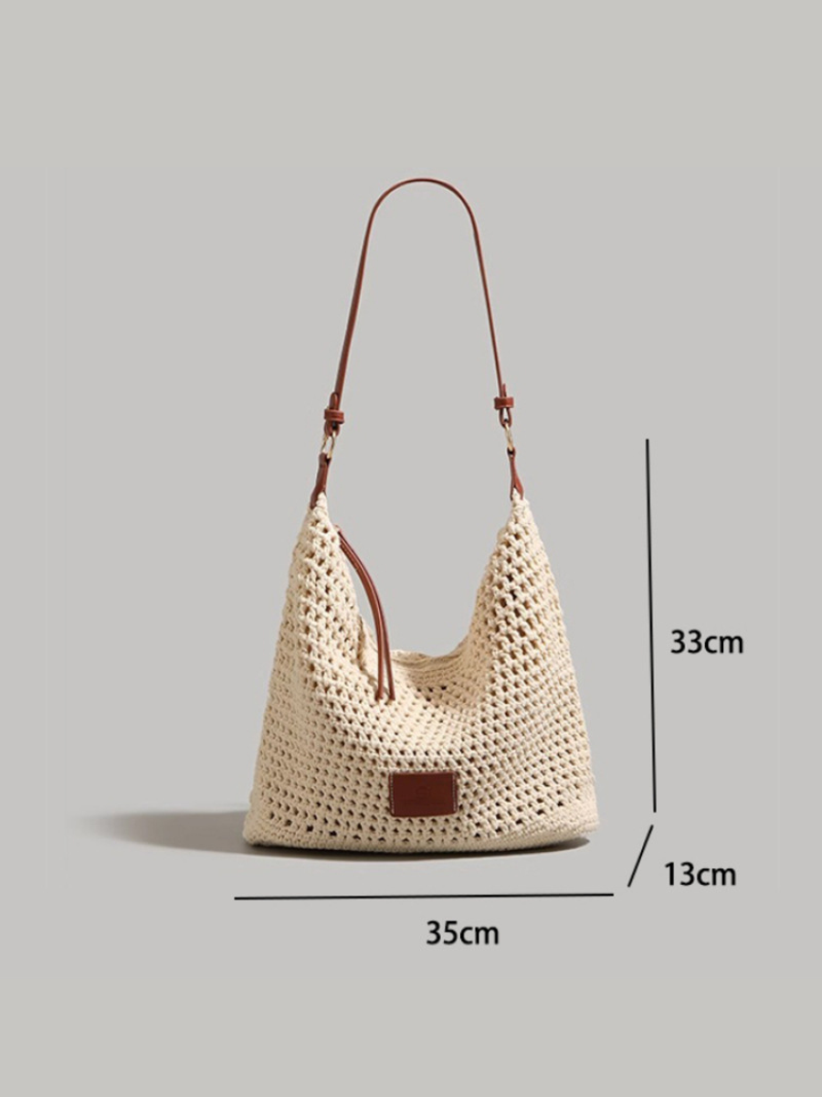 Women's Off-white Woven Hollow Shoulder Bag MDA1809H1T