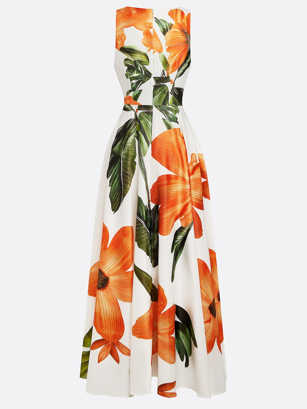 Women's Printed V-neck Sleeveless Pocket Waist Maxi Dress MDA1160F3Y
