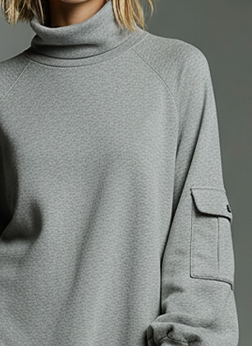 Women's Cotton Blend Turtleneck Raglan Sleeve Sweatshirt Mini Dress MDA0596K3Y