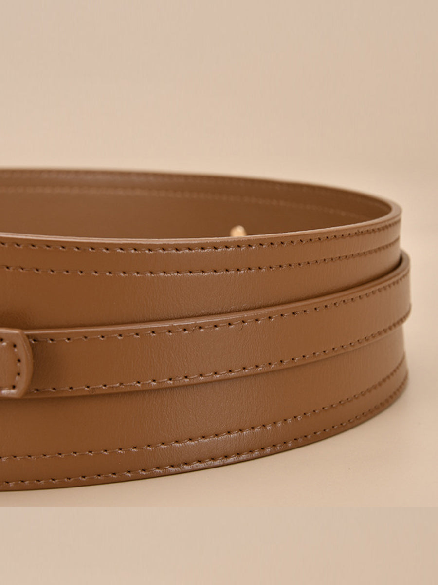 Women's Fashionable Imitation Leather Harness Wide Belt MDA0168H9Y