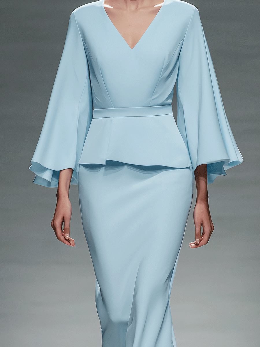 Women's Elegant Satin Wide Sleeve Comfort Two-piece Set MDA2900G1I