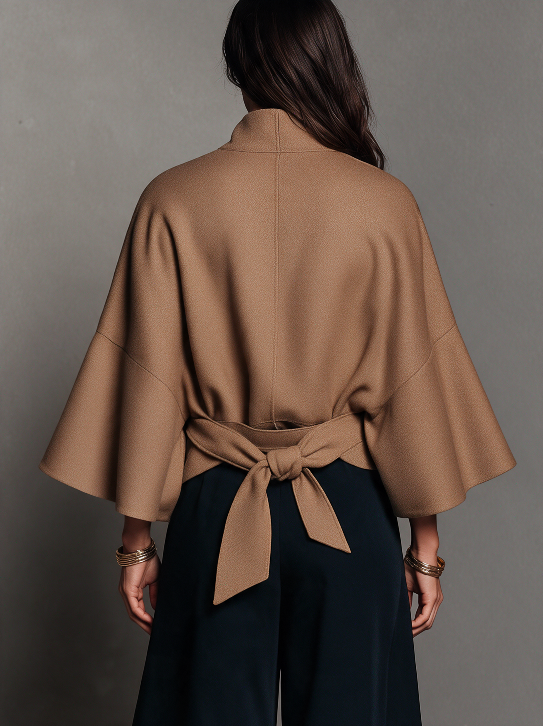 Women's Casual Camel Wool-Blend Jacket