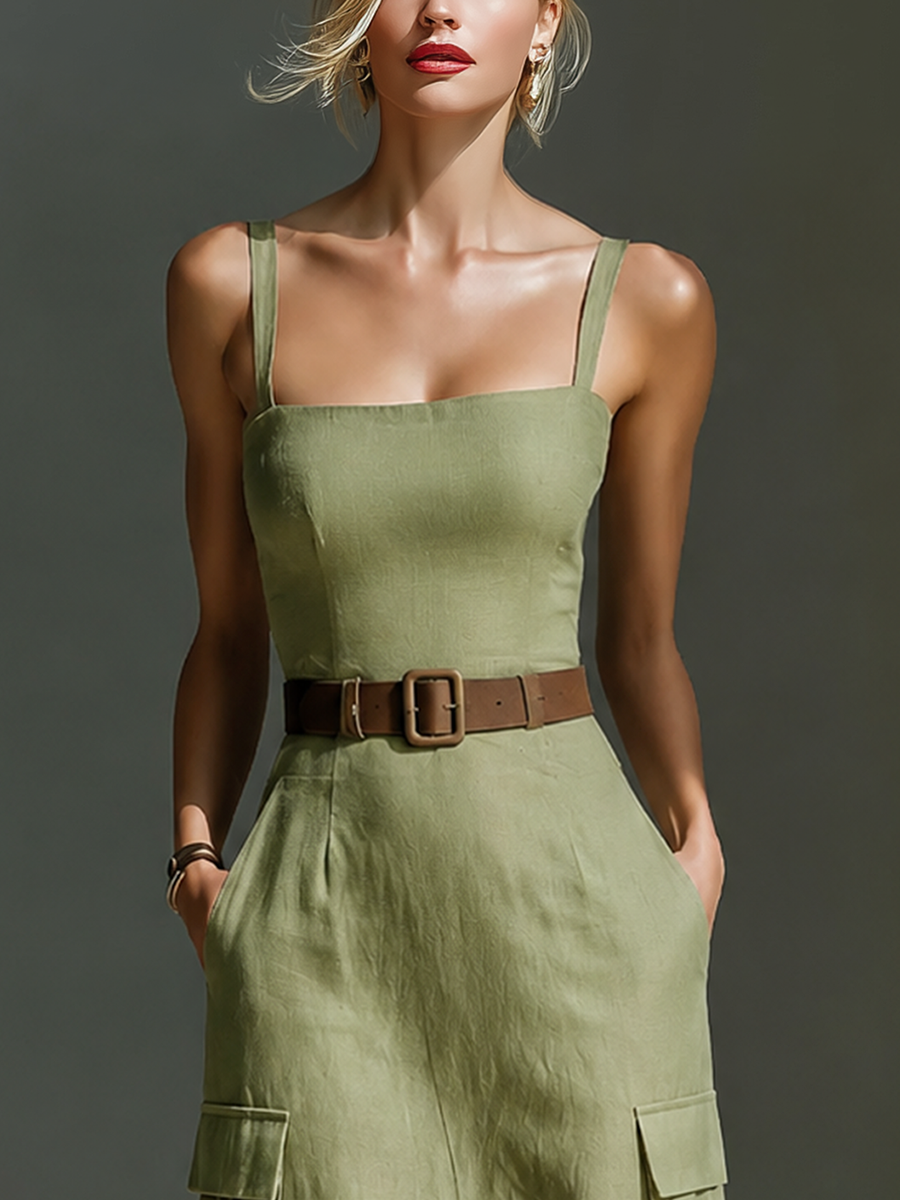 linen cargo dress Rhi