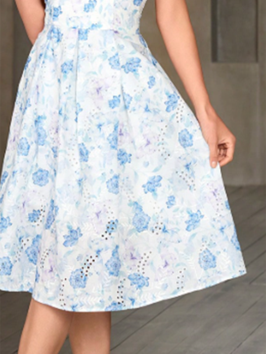 Women's Floral Print Tube Top Waist Midi Dress MDA1885F6Y