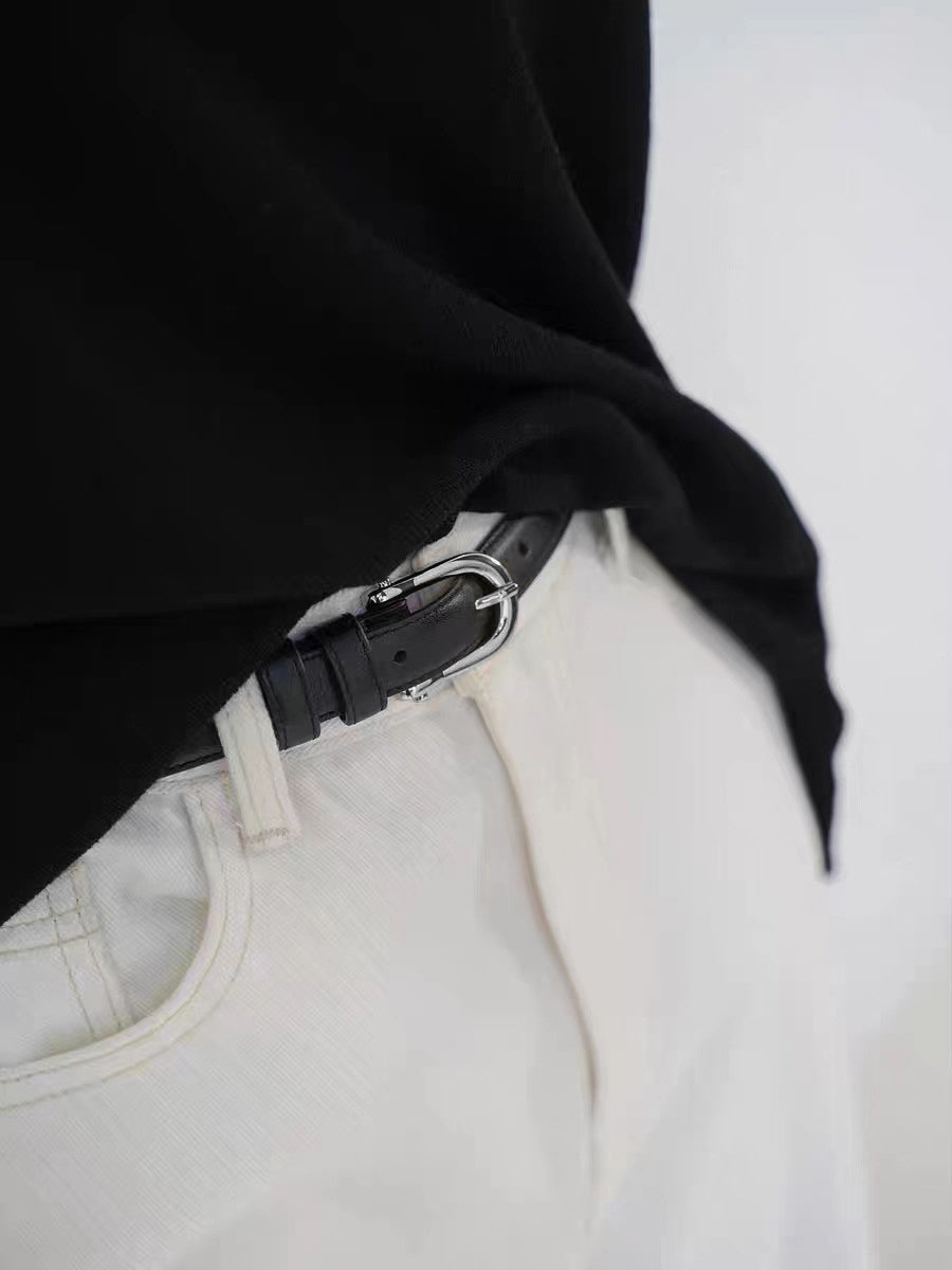 Women's Brown Classic Faux Leather Gold - Buckle Belt MDA0898H6I