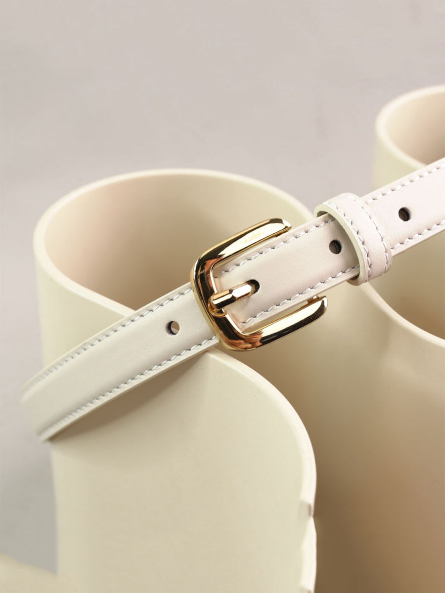 Women's Classic Chic Leather Square - Buckle Belt MDA0869H2I