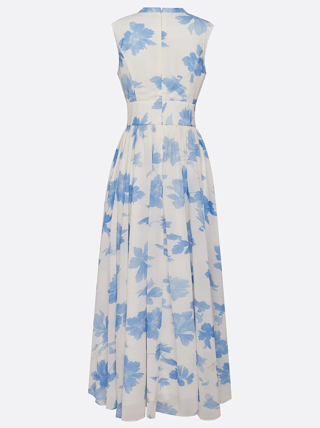 Women's Chiffon Printed V-neck Sleeveless Waist Maxi Dress MDA1126F7Y