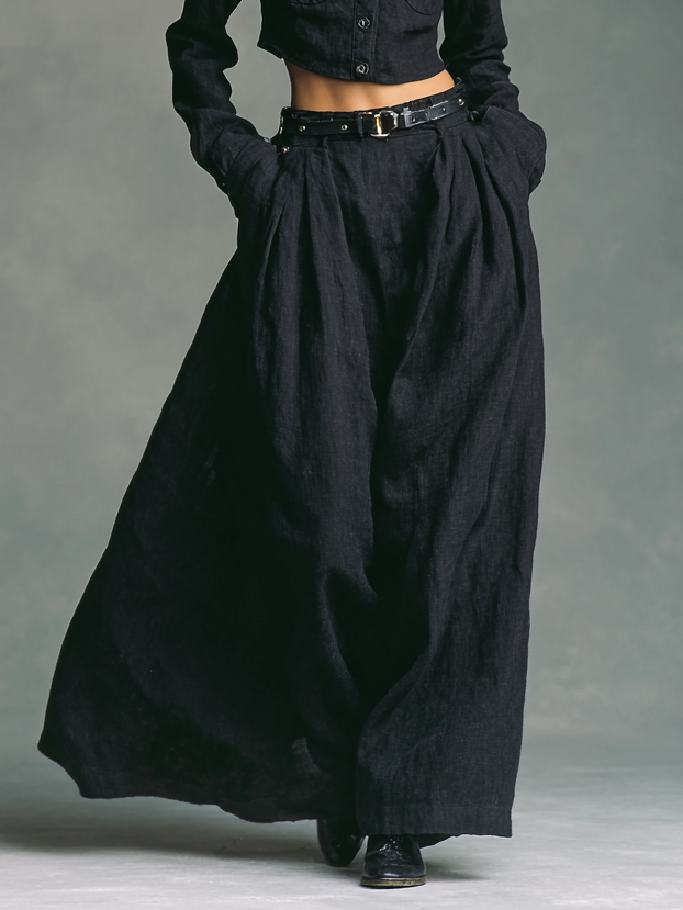 Women's Stand-up Collar Long-sleeved Short Shirt Long Skirt Two-piece Set (No belt included)MDA3177G4Y