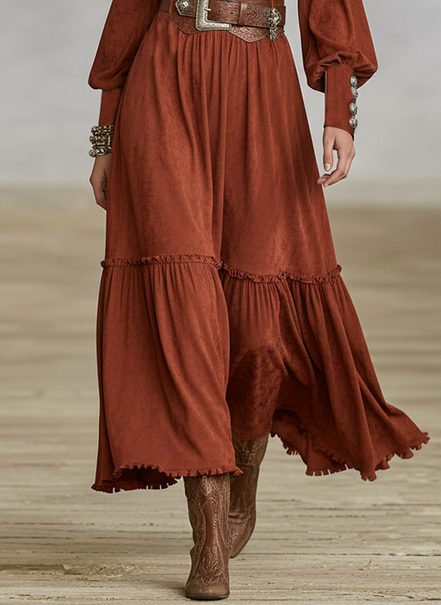 Women's Faux Suede Tie-up V-neck Maxi Dress (belt Not Included) MDA0592K8Y