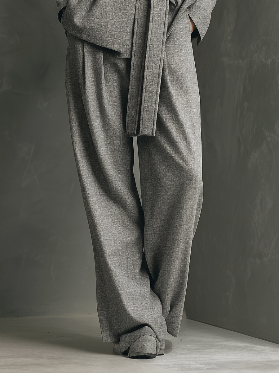 Women's Minimalist Style Cotton Blend Gray Suit Set MDA1932L7BA