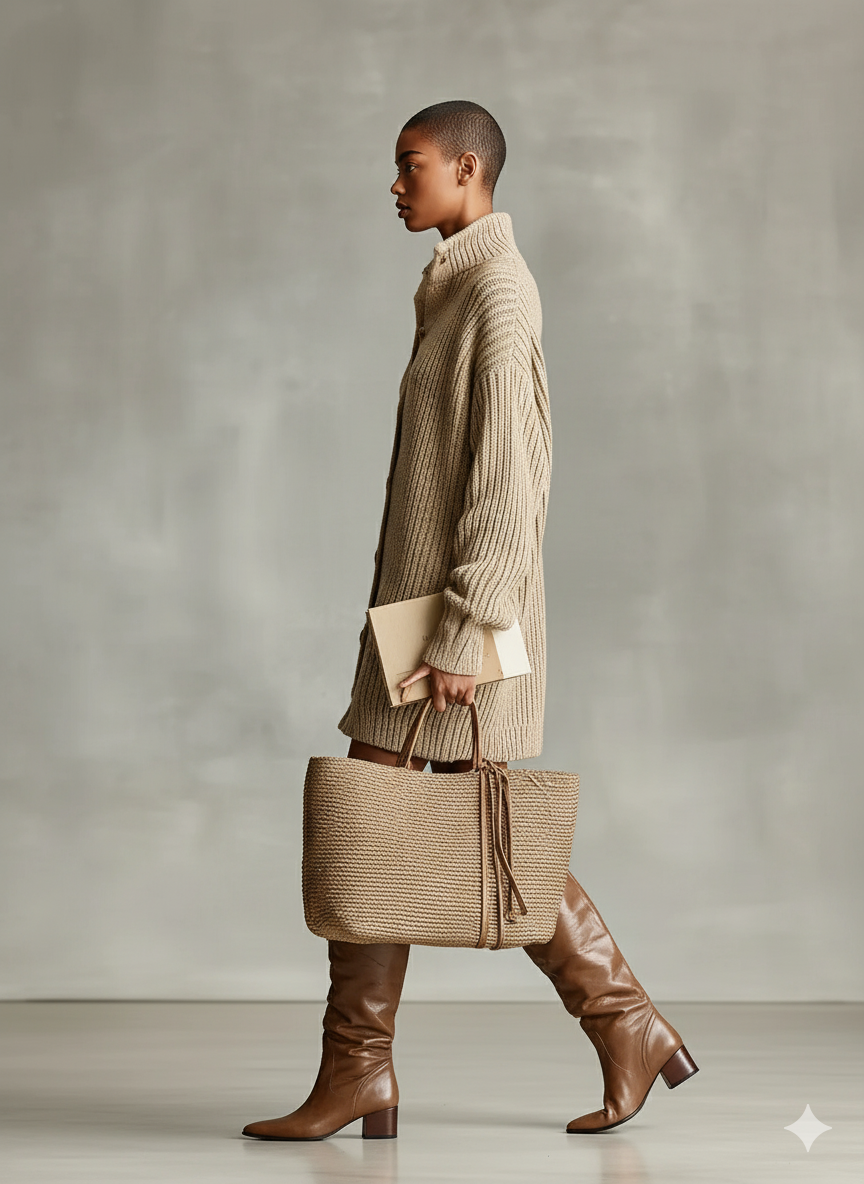 Women's Camel Elegant Button - Front Oversized Mini Cardigan Dress MDA1086J2I