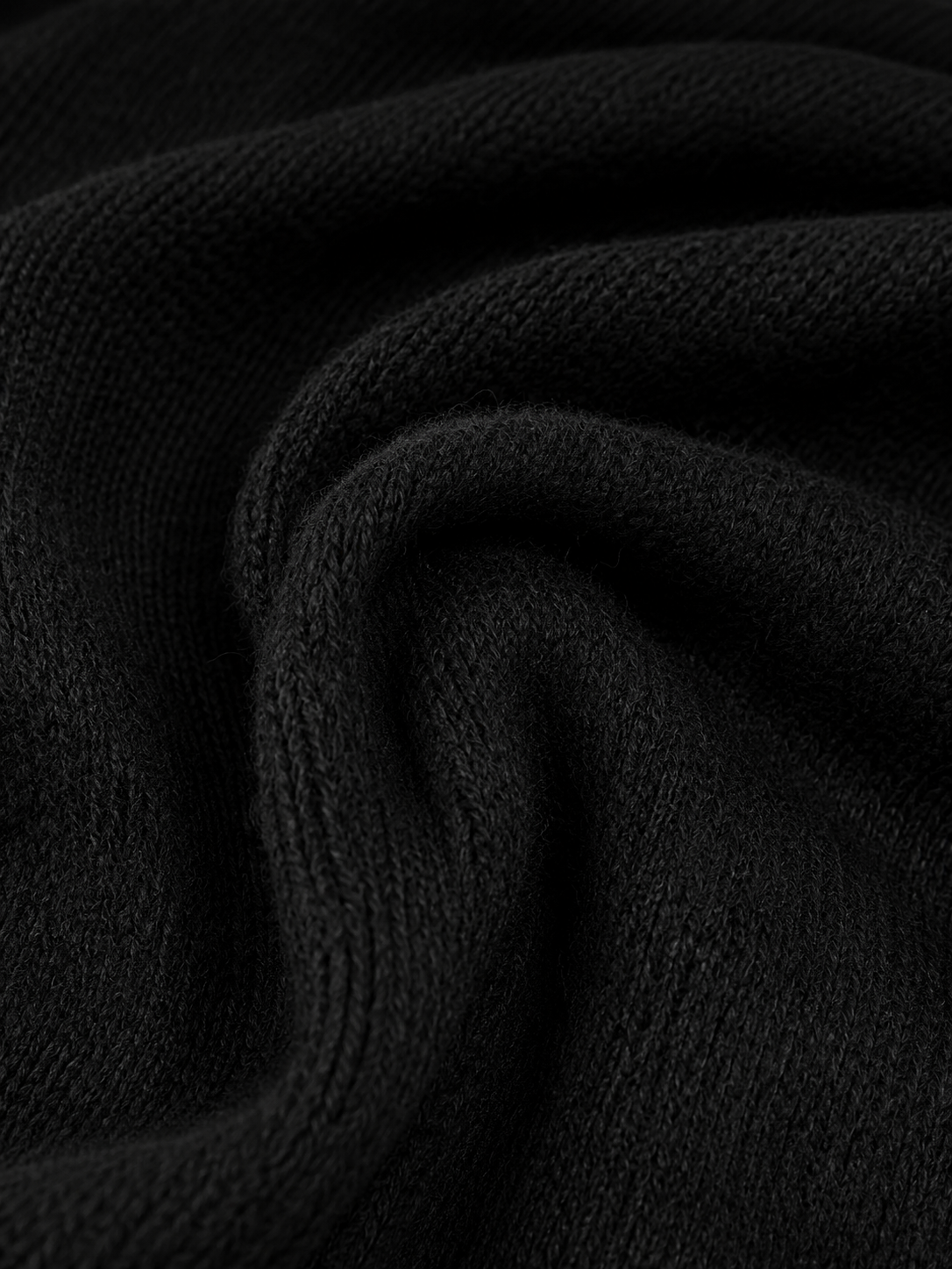 Women's Elegant Black Knitted Turtleneck Long-sleeved Loose-fitting  Midi Dress With No Pockets MDA1974L7AN
