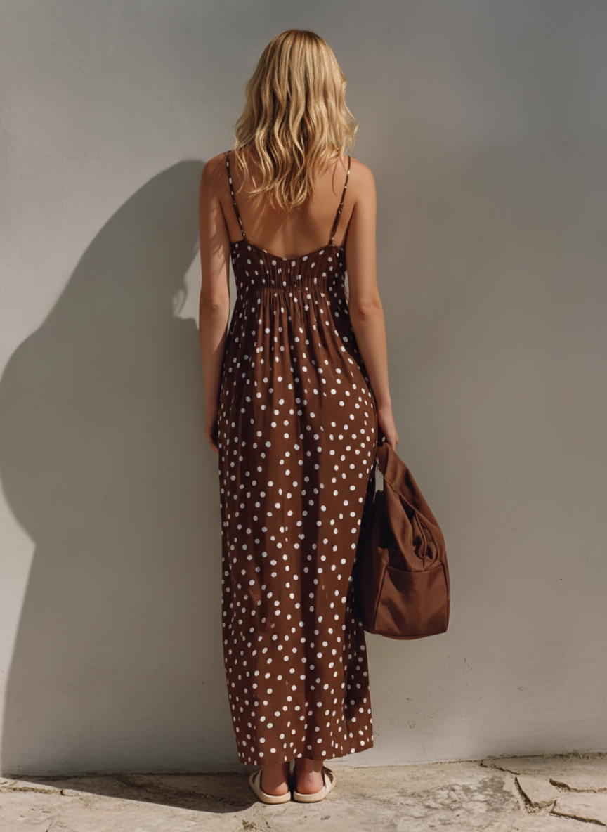 Women's Vacation-Style Polka Dot Strappy Sleeveless MDZ1216E6ZRK