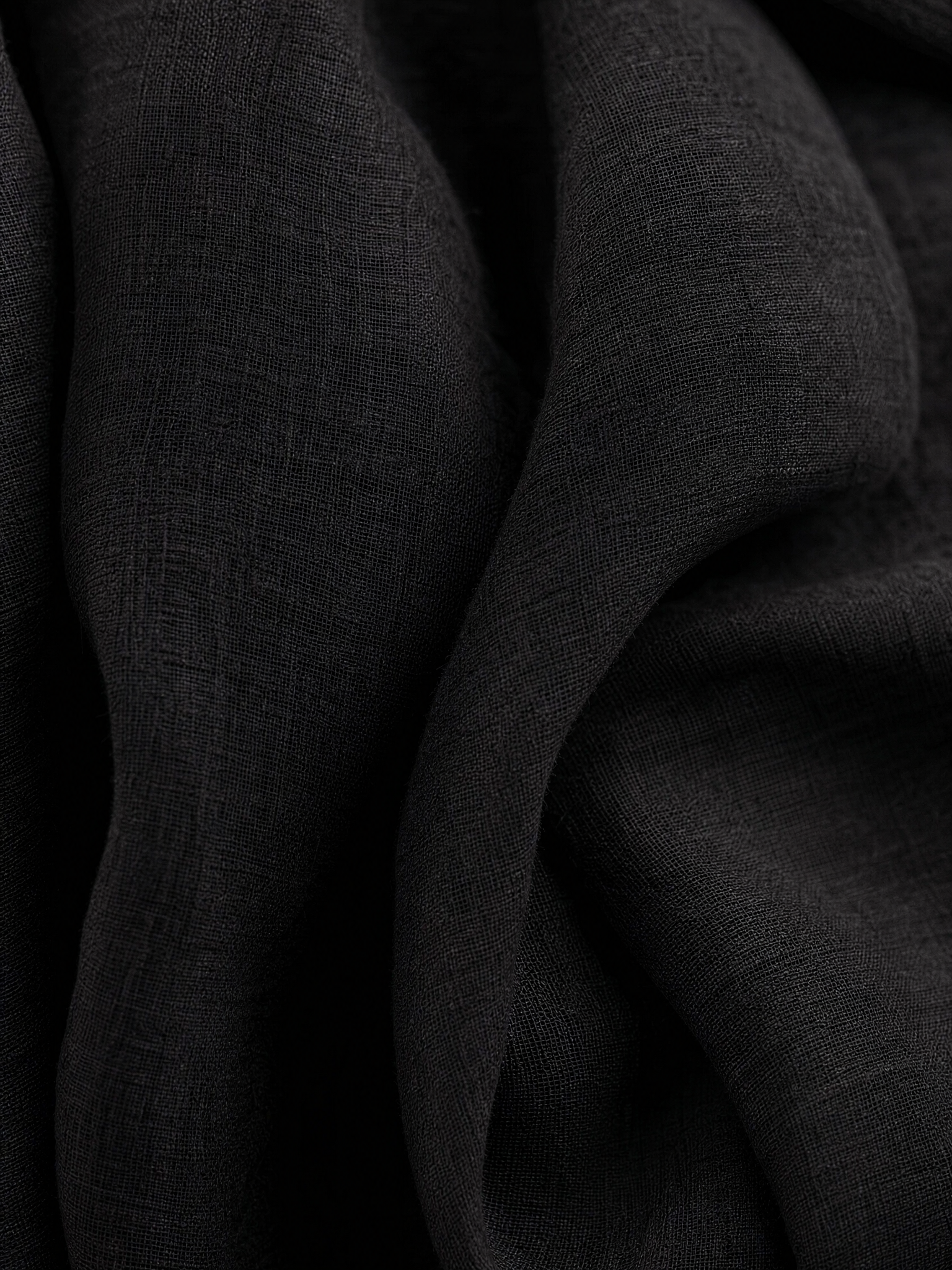 Women's Elegant Black Cotton And Linen Round-neck Sleeveless Top And Trousers Set MDZ1441A4AN