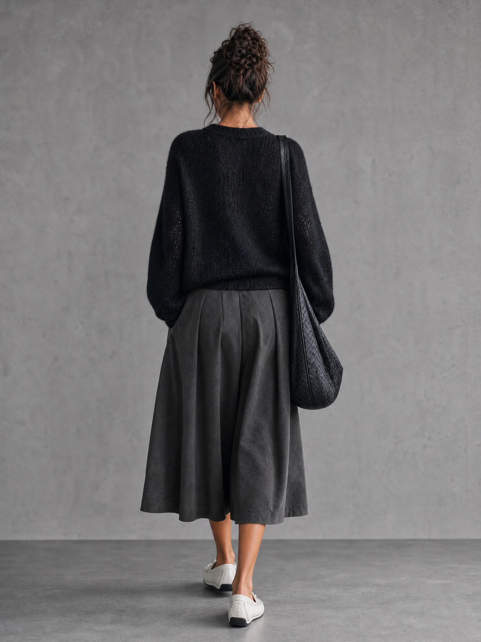 Women's Minimalist Suede Cropped Wide-Leg Trousers MDZ2105G3WY
