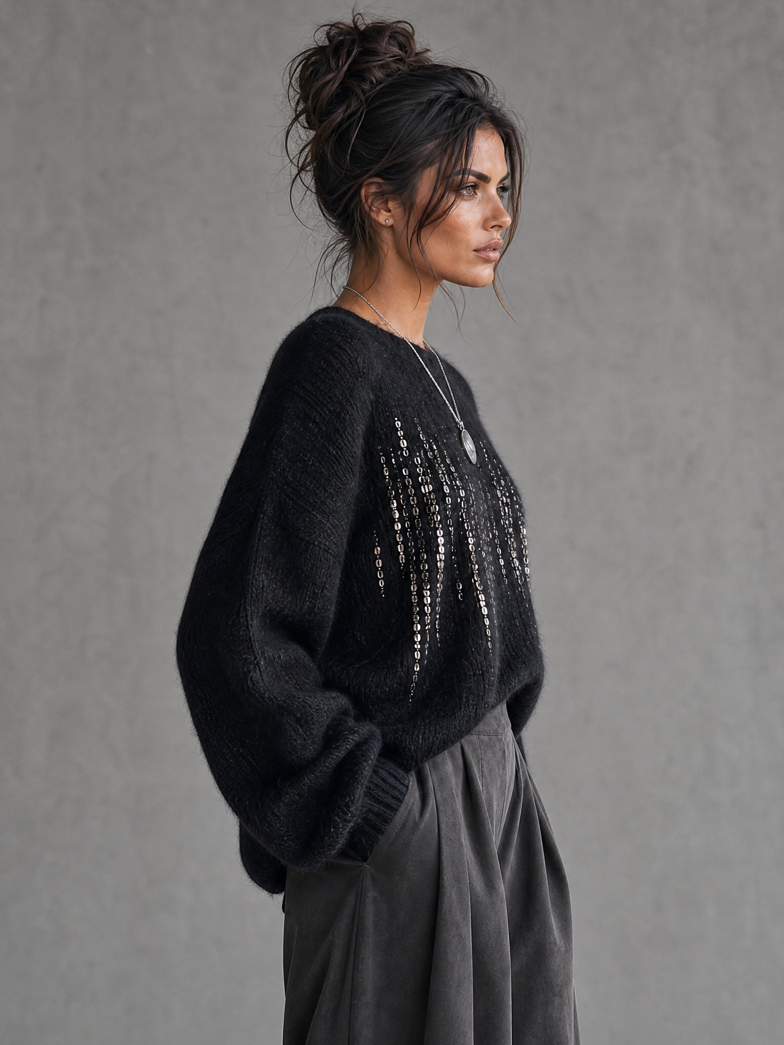 Women's Minimalist Sequin Long-Sleeve Sweater MDZ2128G3WY
