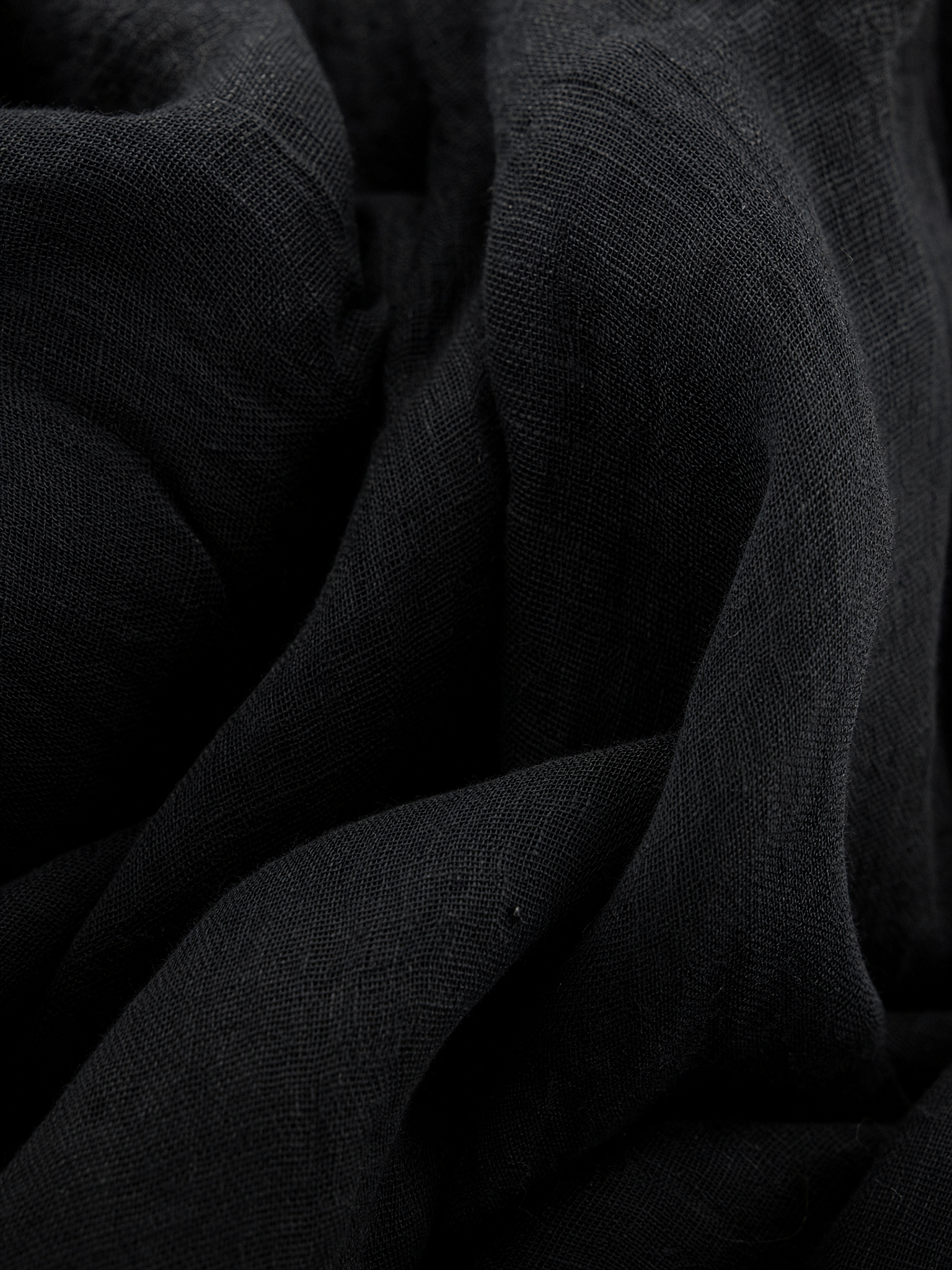 Women's Black Linen-Blend Maxi Dress With High Neck & Side Pockets, Timeless Minimalist Casual Dress MDZ2597D7LYL