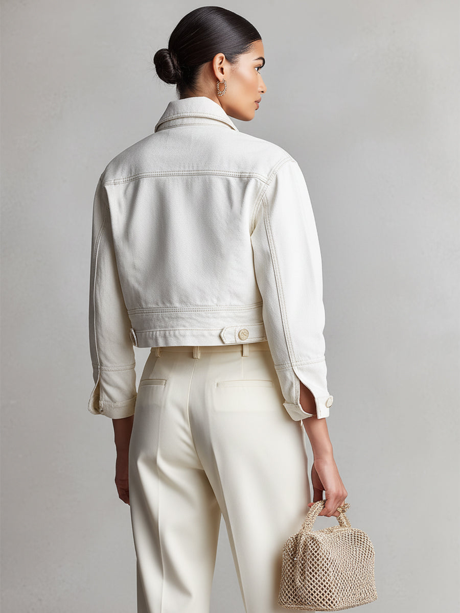 Women's Ivory Denim Short Jacket MDA2577K5I