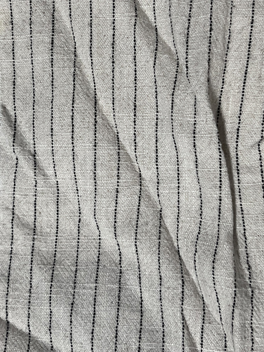 Women's Minimalist Cotton And Linen Striped Button-down Shirt Collar Mini Dress MDA2833K8Y