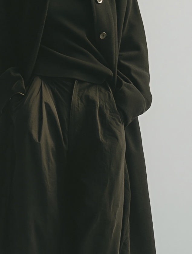 Women's Minimalist Vintage Style Black Single-breasted Mid-length Wool Coat MDA0876K0AN