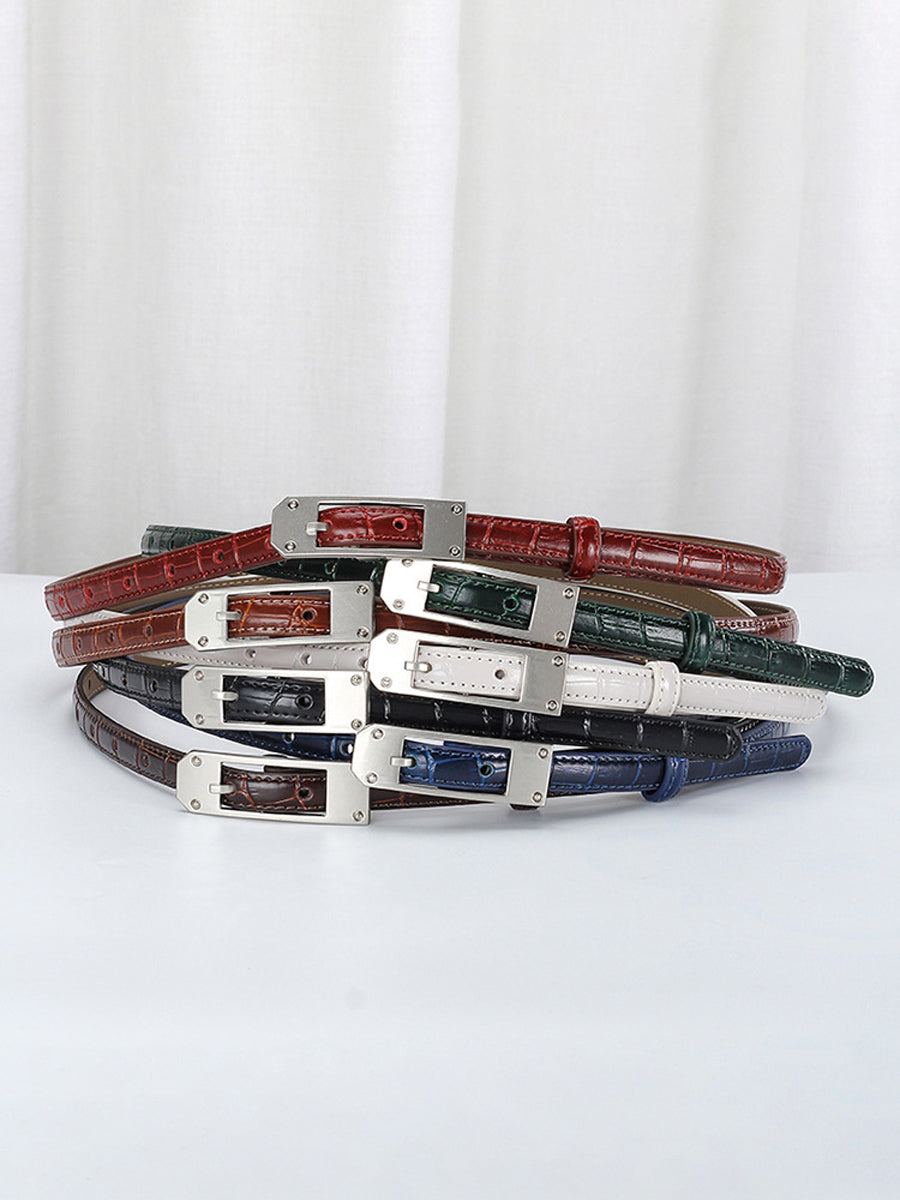 Women's Fashionable Alligator Leather Thin Belt MDA0196H6Y