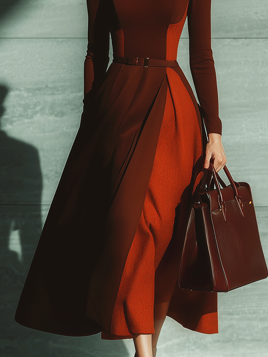 Women's Sophisticated Tailored Blended Mide Dress (Without Belt) MDA2546G6I