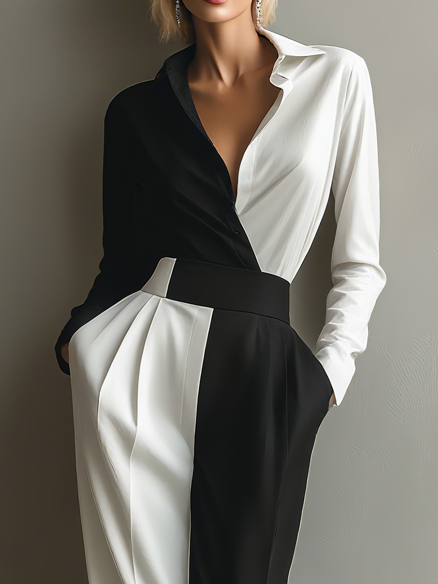Women’s Black And White Color-Blocked Jumpsuit MDA2821G8T