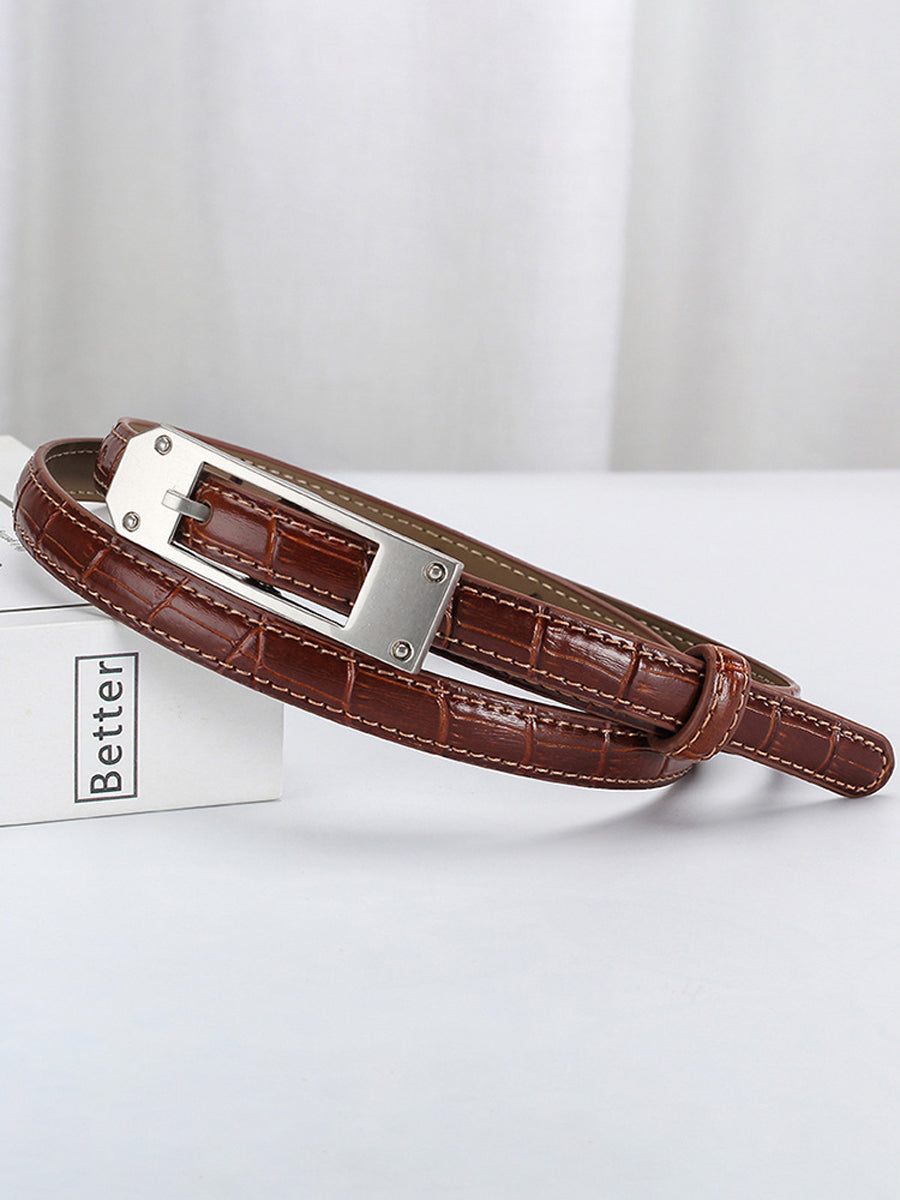 Women's Fashionable Alligator Leather Thin Belt MDA0196H6Y
