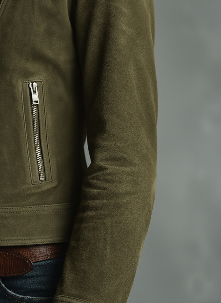 Women's Minimalist Faux Suede Zipper Lapel Cropped Jacket MDA2822J8Y