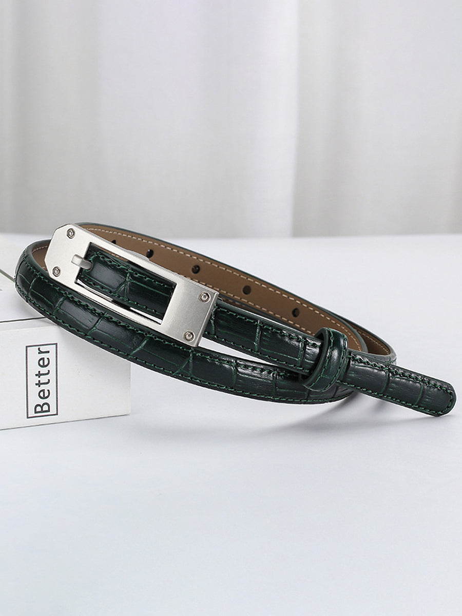 Women's Fashionable Alligator Leather Thin Belt MDA0196H6Y