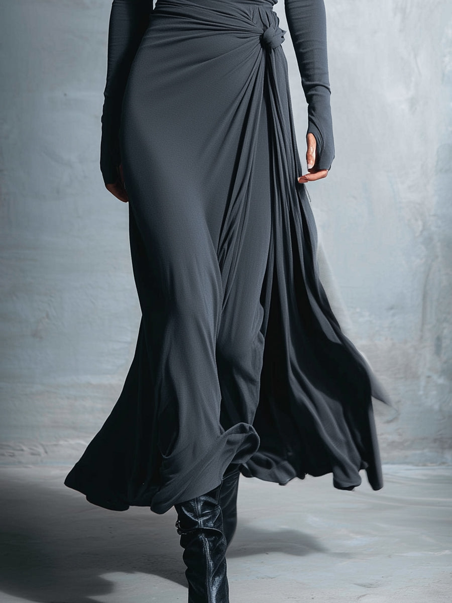 dark grey wrap dress Linen wrap dress EVA / Kimono dress / Dark grey