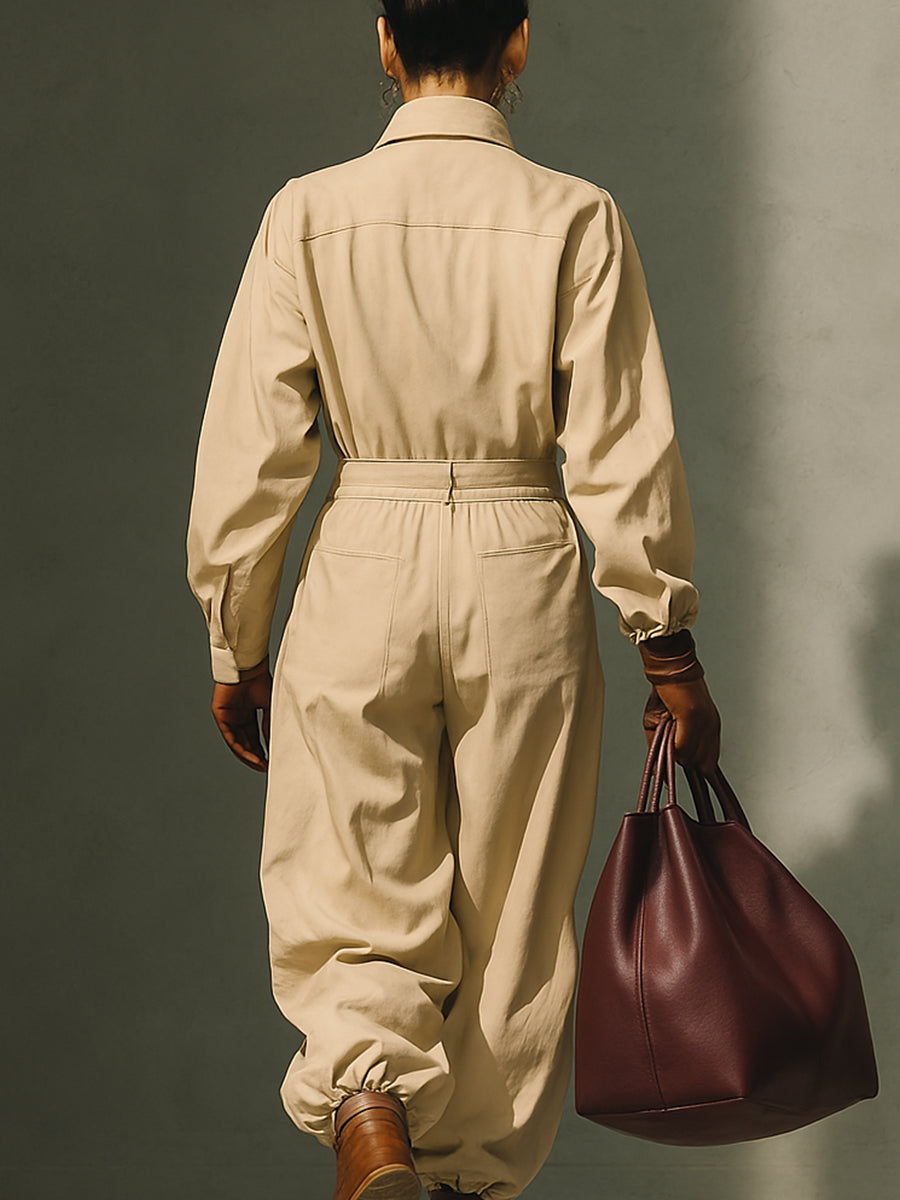 Women's Oversized Long Sleeves Utility Blend Jumpsuit MDA2411G6I