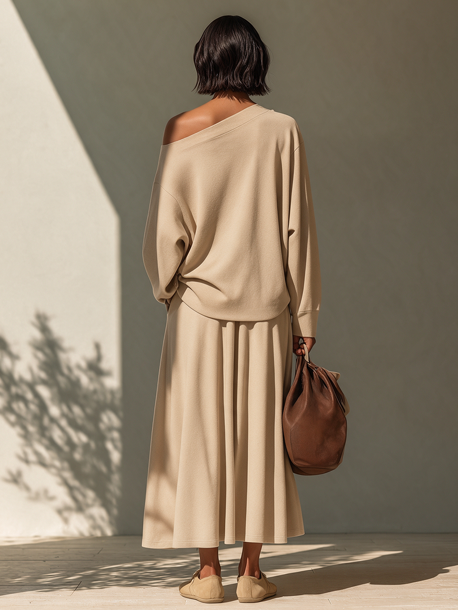 Women's Asymmetric Twist-Detail Knit Set MDZ0818I6ZRK