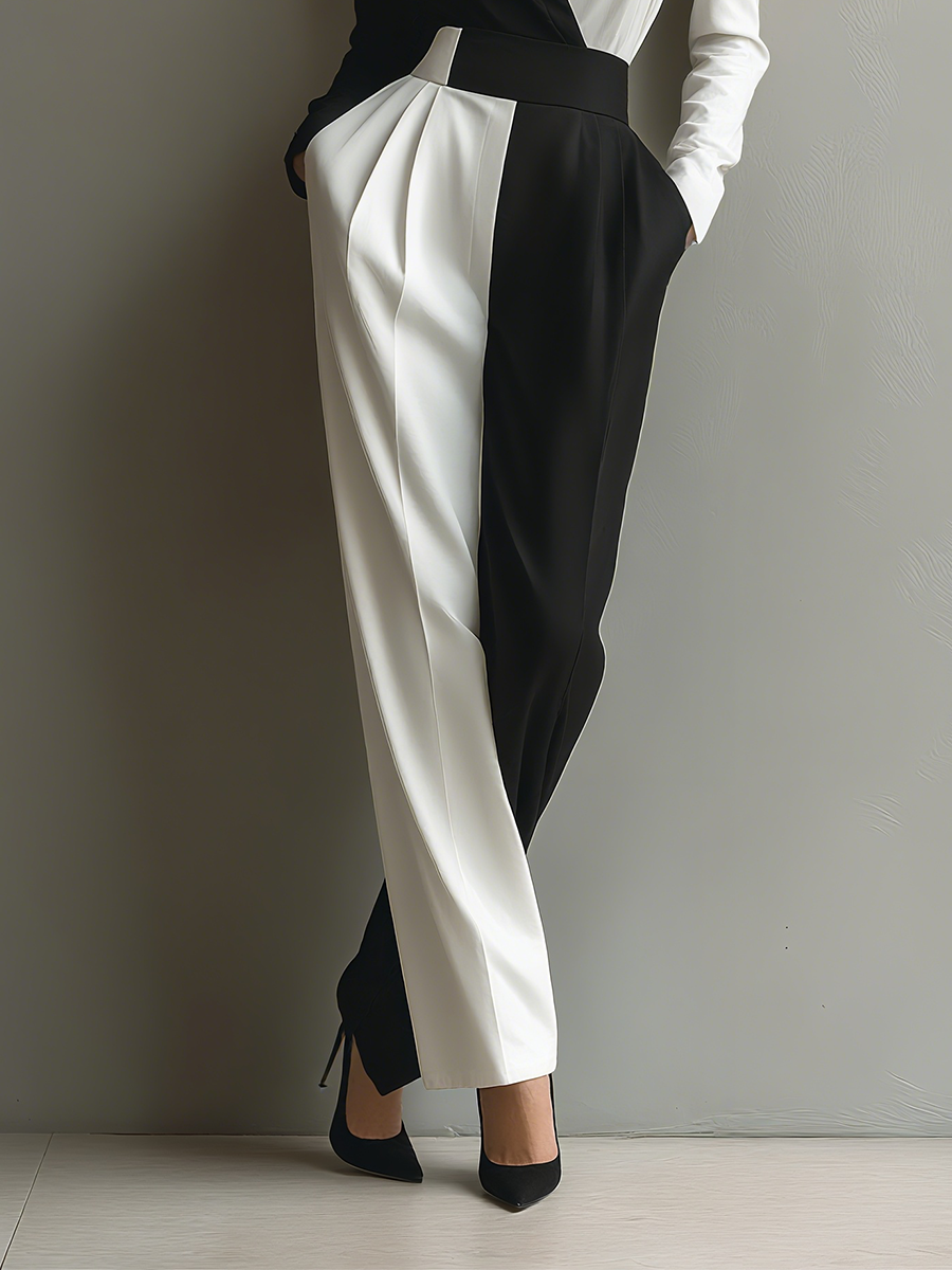 Women’s Black And White Color-Blocked Jumpsuit MDA2821G8T