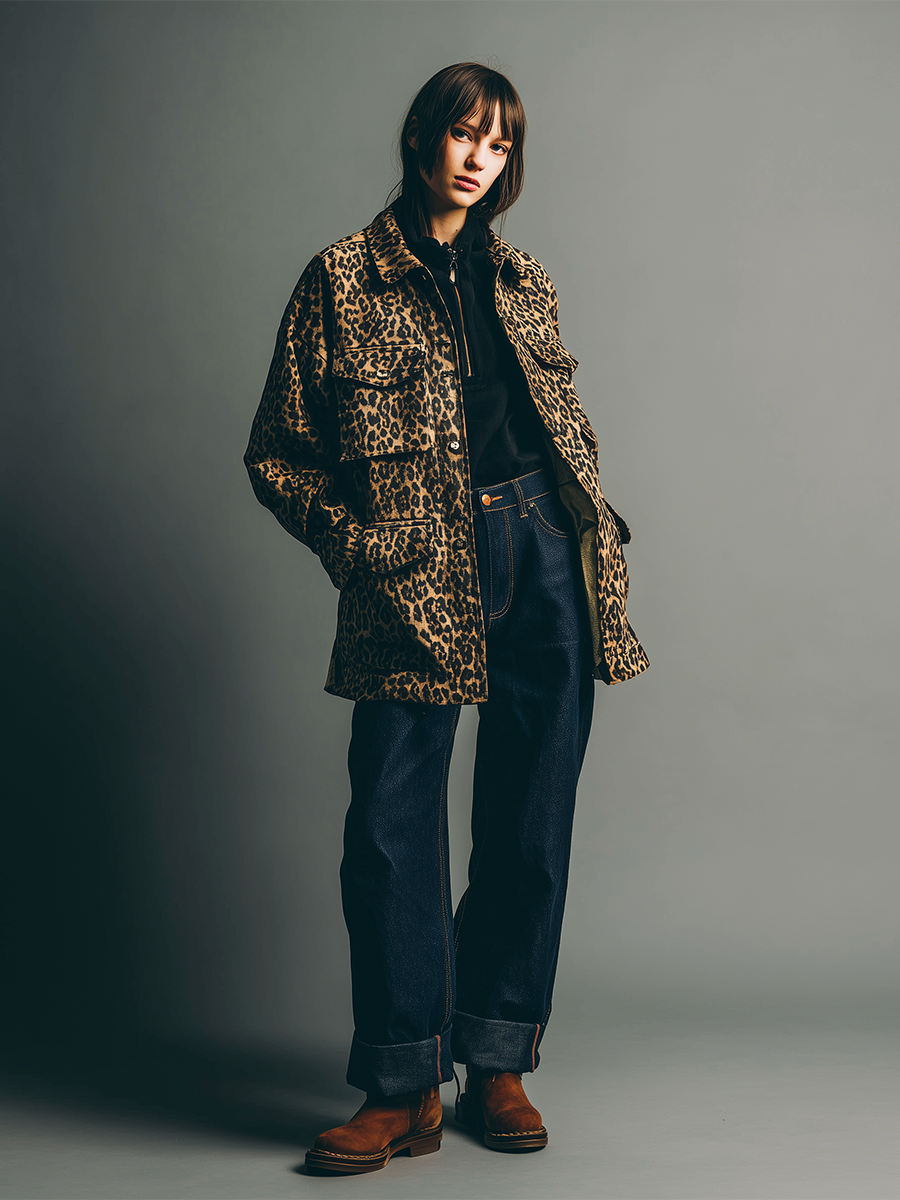 Women's Retro Brown Leopard Print Cotton Blend Lapel Jacket MDA0814K6T