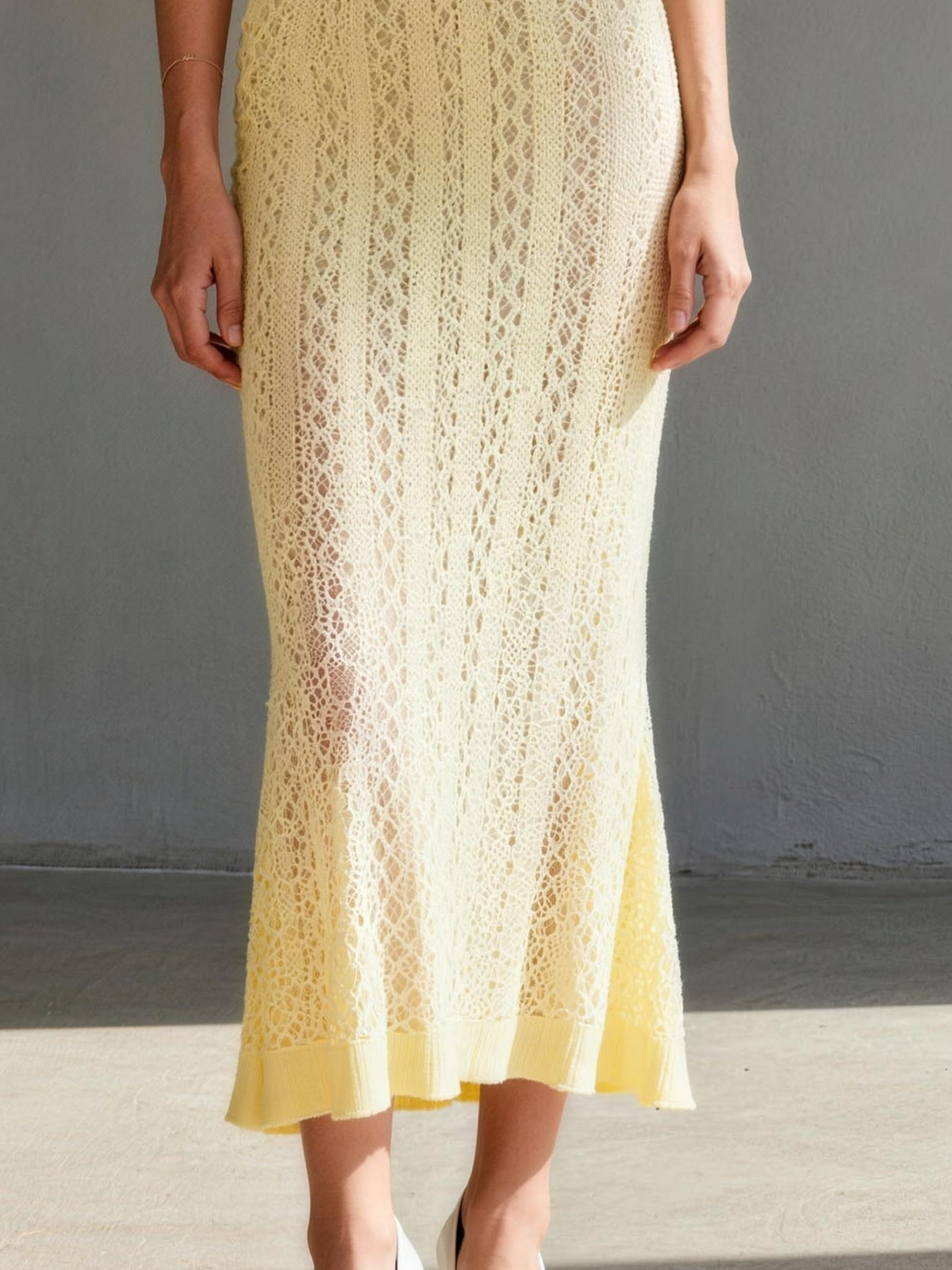 Women's Minimalist Knitted Shirt-collar Sleeveless Maxi Dress MDZ0559A0Y