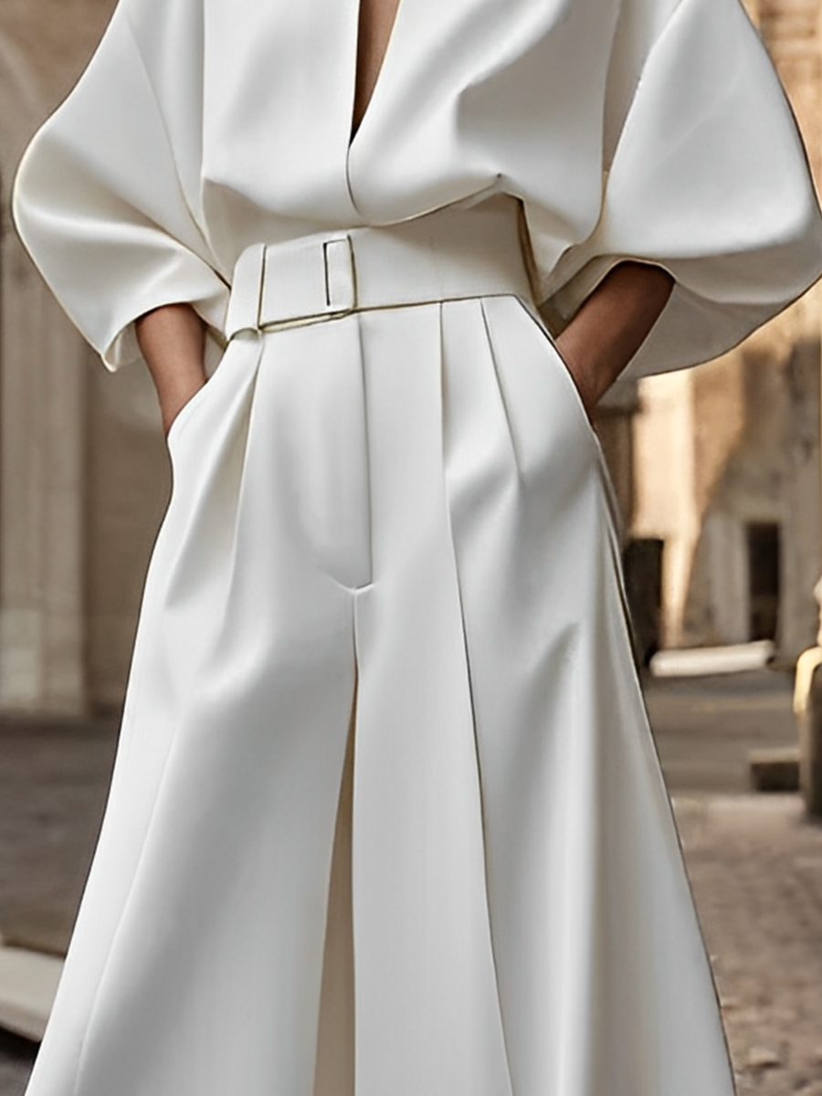 Women's Wide-Leg Chiffon Belted Jumpsuit (Without Belt) MDA2209G0T