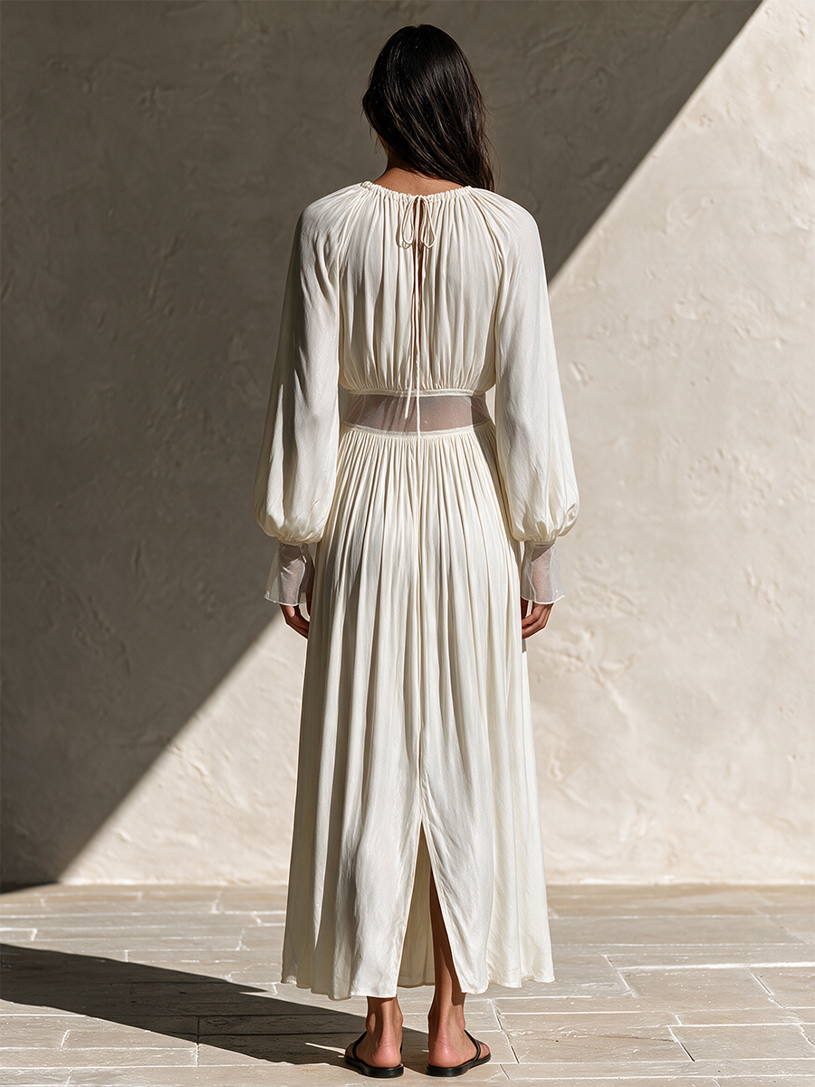 Women's Sheer‑Panel Boho Maxi Dress MDZ2647H6LYL