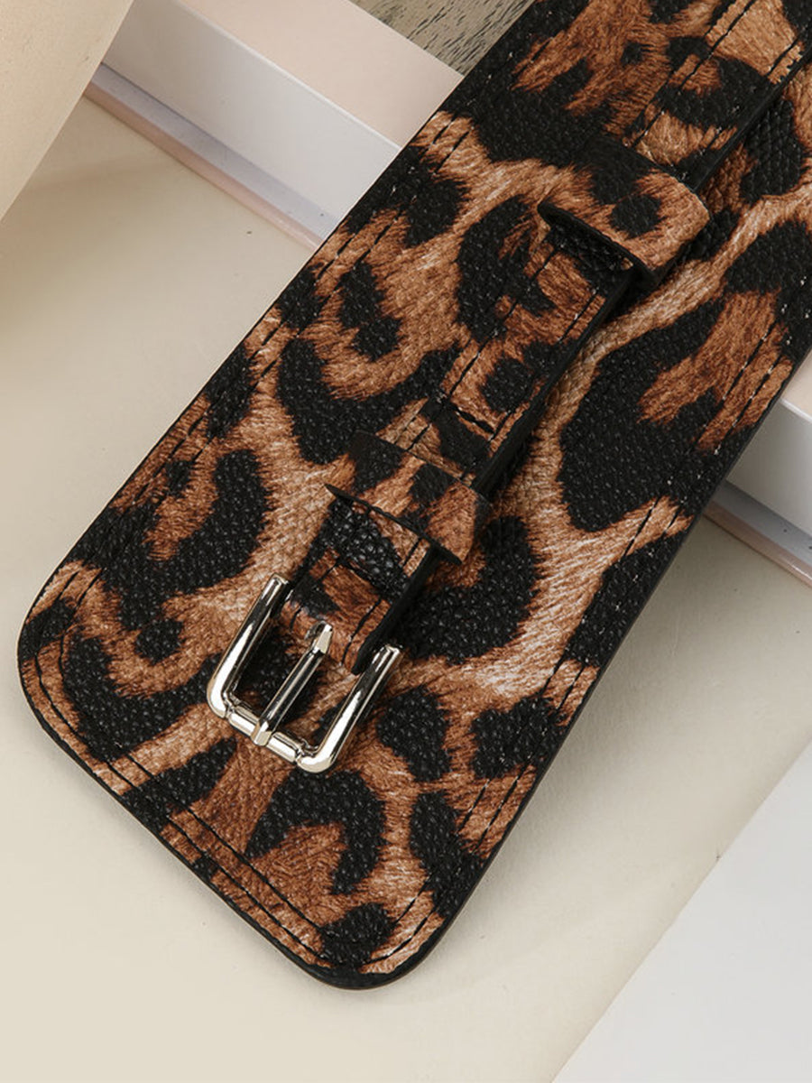 Women's Leopard - Print Fashion Faux Leather Asymmetric - Design Waist Belt MDA1699H0I