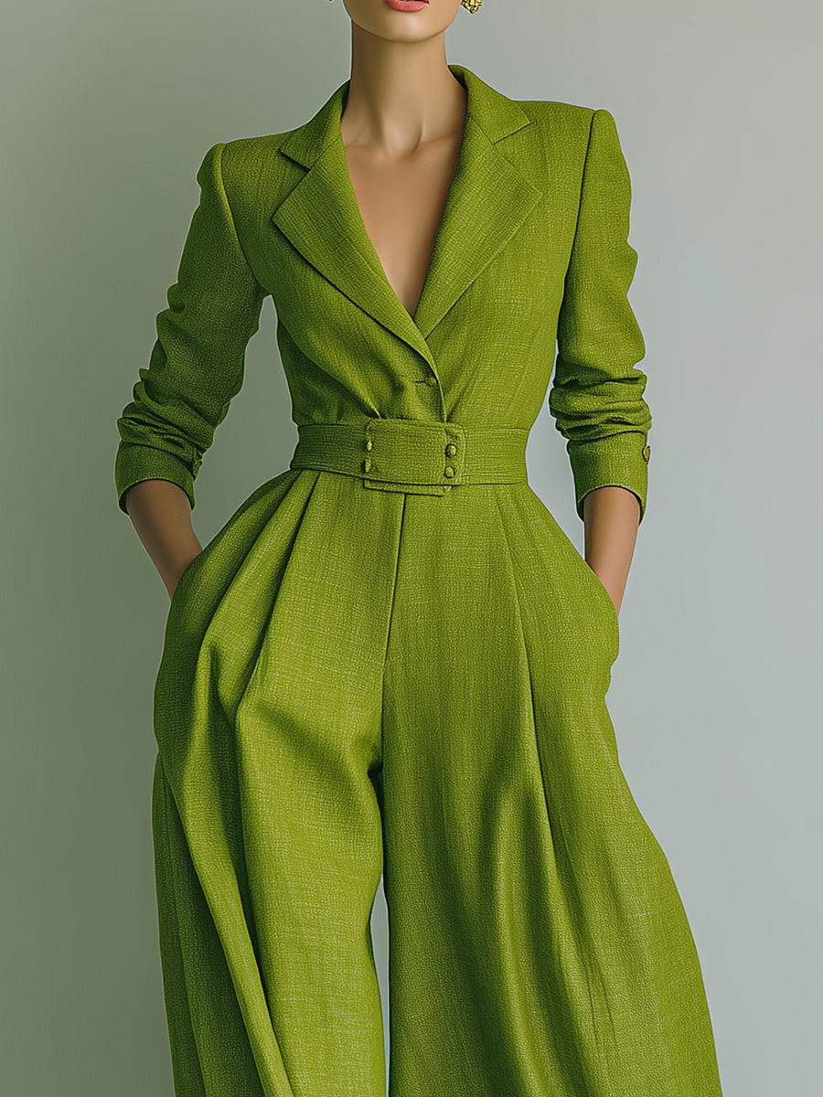 Women's Green Wide-Leg Jumpsuit MDA2371G1T