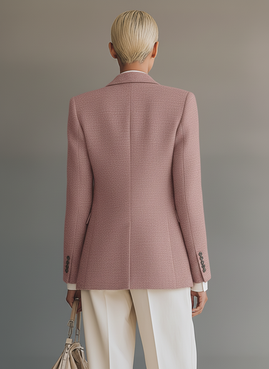 Women's Pink Cotton Blend Fashion Blazer MDA1104J4T