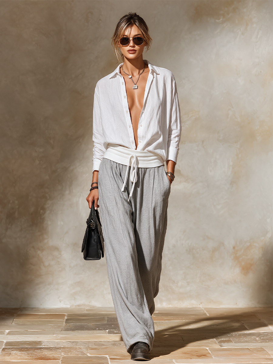 Women's Linen Resort Two‑Piece Set MDZ2804H8LYL